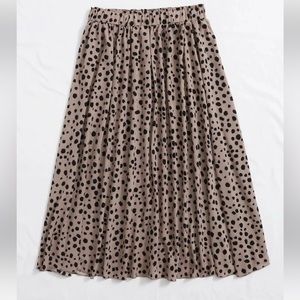 Animal Print Spots Elastic Waist Band Skirt Mocha Brown  Medium